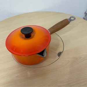 Le Creuset 3/4 Quart 0.75 Liter Flame Orange Enamel Coated Cast Iron Pot